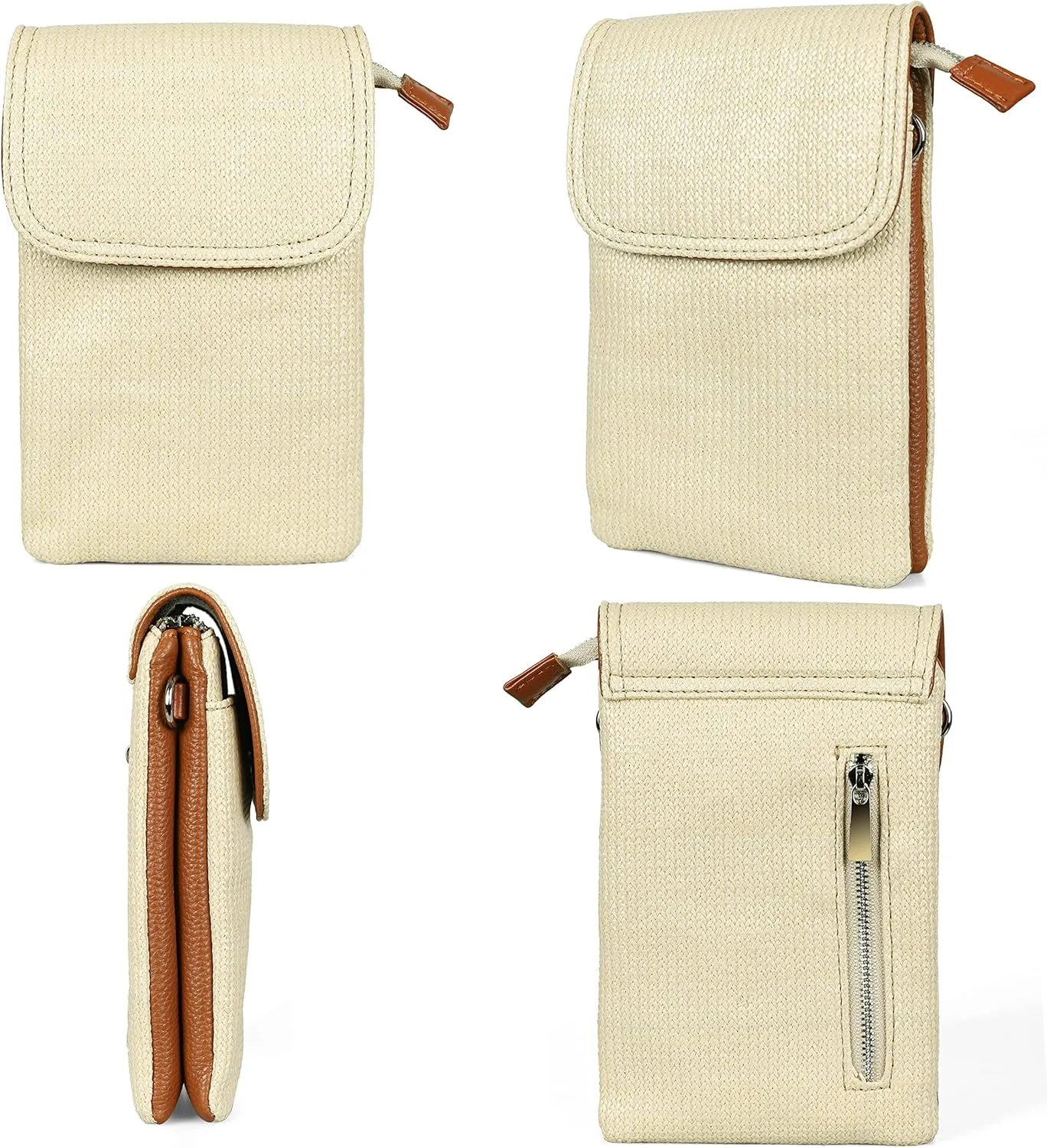 befen Genuine Leather Small Crossbody Bags for Women Cell Phone Bag Cross Body Purses,Silver Zipper