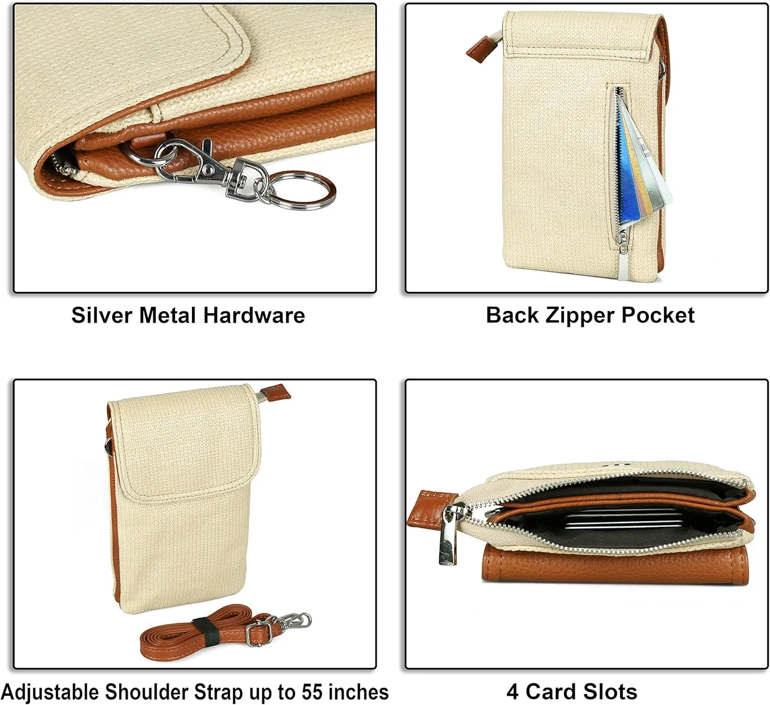 befen Genuine Leather Small Crossbody Bags for Women Cell Phone Bag Cross Body Purses,Silver Zipper