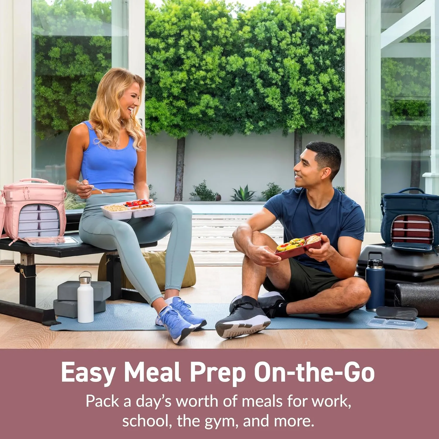 Bentgo Prep Deluxe Insulated Multimeal Bag - Lunch Box Bag, Holds 5 Meals, Premium Insulation up to 8 Hrs, Durable, Water-Resistant - Large Capacity For Adult Meal Prep (Blush)