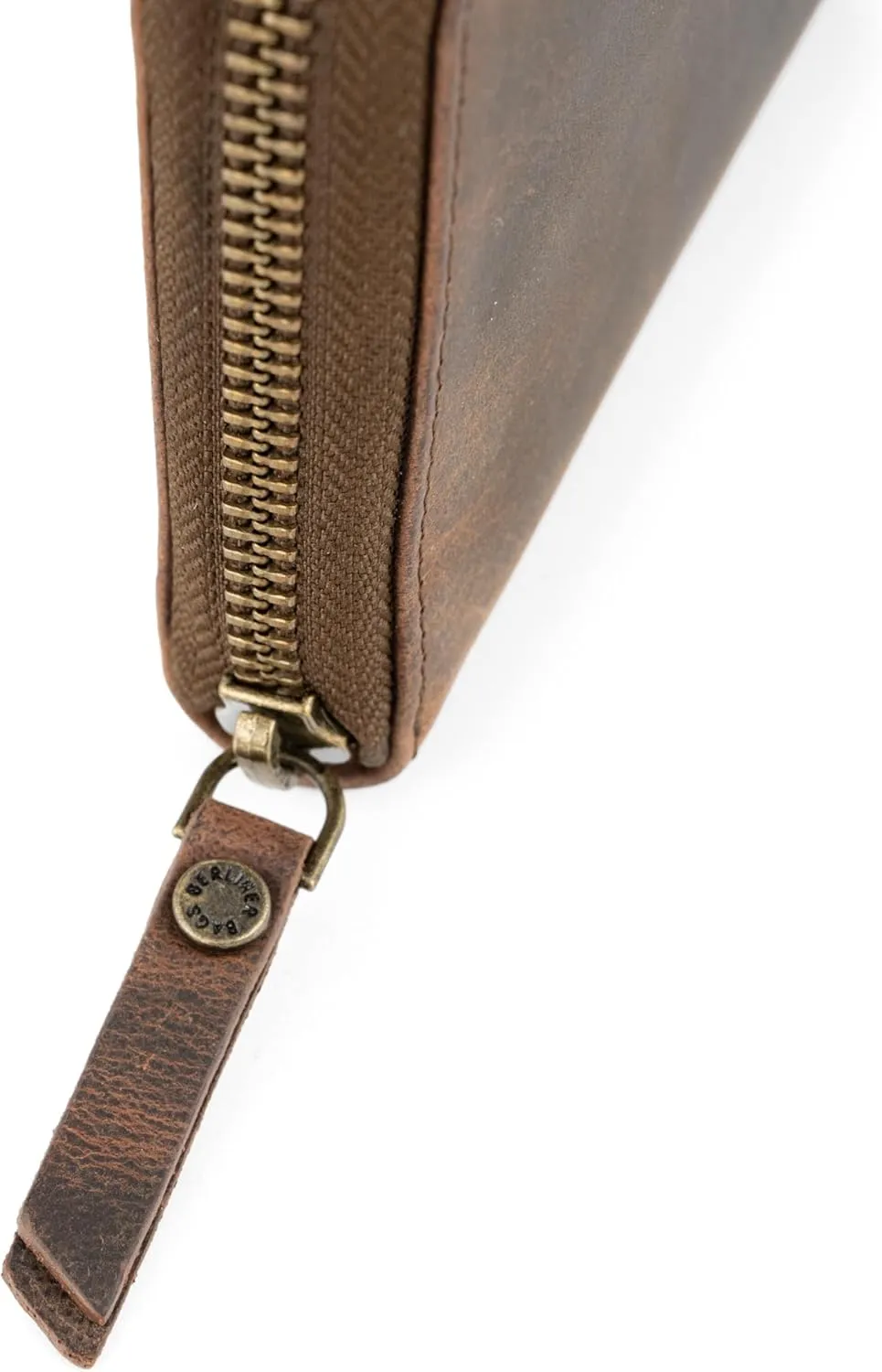 BERLINER BAGS Vintage Genuine Leather Wallet Margo, RFID Blocking Credit Card Holder, Slim Womens Wallet, Zip Around Wallet for 13 Cards and ID window, Bills, Coins - Brown