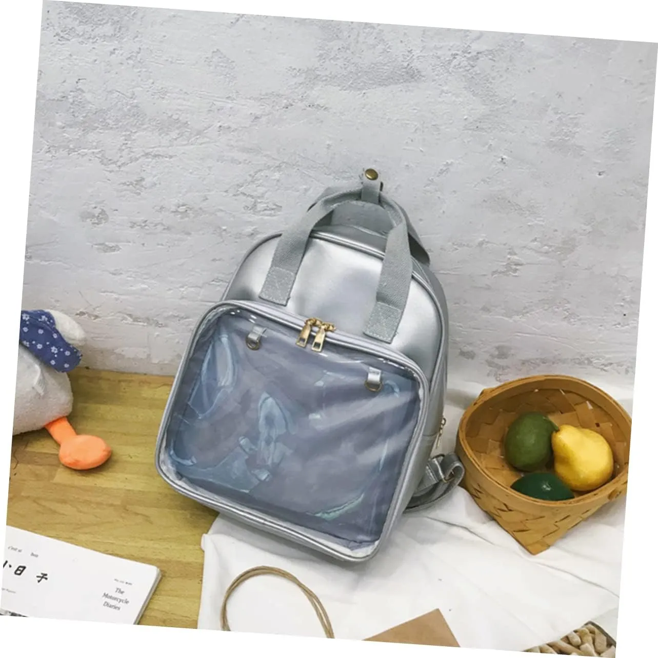 BESPORTBLE Backpacks for Girls Backpack Pvc Messenger Bag Adjustable Straps Fashion Book Bag for Women (grey)