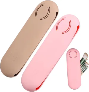 BESTYASH 2 Pcs Silicone Makeup Brush Organizer Travel Cases Breathable Brush Bags for Fashionable Design Multi Functional Makeup Storage