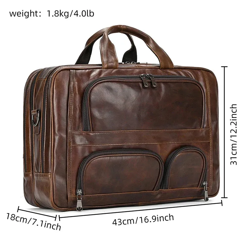 Big Briefcase Doctors Bag Business Office Bag Genuine Real Leather Laptop Briefcase