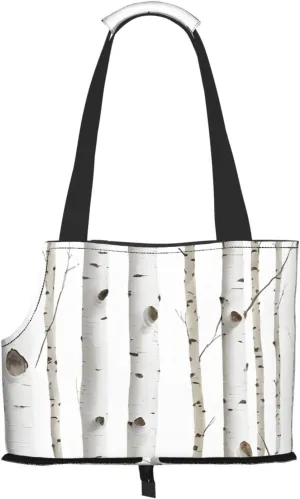 Birch Tree Printed Foldable Pet Bag - Portable Puppy Cat Travel Handbag Tote,Pet Carrier Backpacks., Black