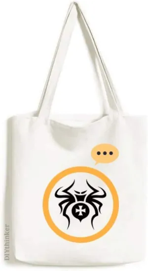 Black Insect Spider Pattern Illustration Expression Gift Sack Canvas Tote Shoulder Bag