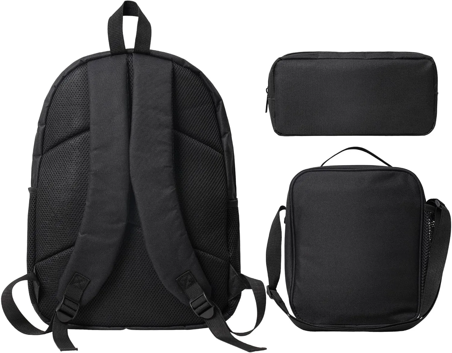 Black Paisley Bandana 3PCS Backpack, Cute Shoulder Backpacks Lightweight Durable Laptop Bag, 17 Inch Backpack