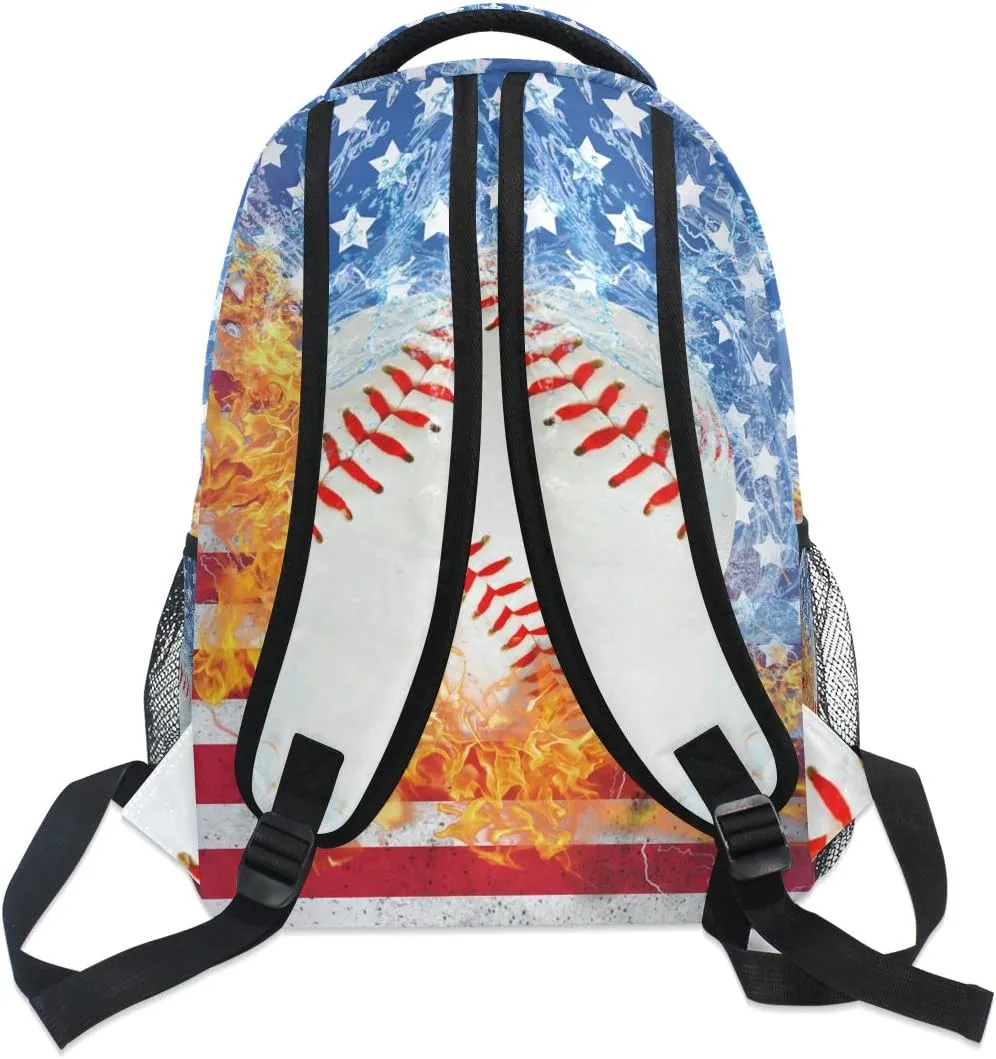 Blue Baseball Bookbags Chic 3th 4th 5th Grade School Backpacks Travel Laptop Daypack Bag Purse for Girls Boys Teens