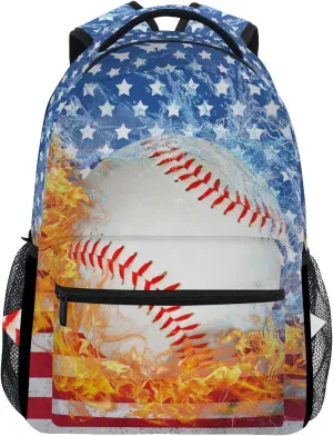 Blue Baseball Bookbags Chic 3th 4th 5th Grade School Backpacks Travel Laptop Daypack Bag Purse for Girls Boys Teens
