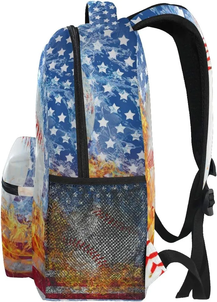 Blue Baseball Bookbags Chic 3th 4th 5th Grade School Backpacks Travel Laptop Daypack Bag Purse for Girls Boys Teens