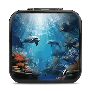 Blue Ocean Underwater Fish Switch Game Case Switch Game Holder Cartridge Case Storage 24 Games & 2 Micro Sd Card Slots, Travel Carry Cases, Portable Games Card Storage, Hard Shell, Buckle Closure