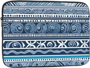 Blue Polynesian Maori Tribal Pattern Prints Shockproof Portable Laptop Sleeve Bag 15 inch - Protective Case for Men and Women's Business Travel, Office Daily Use