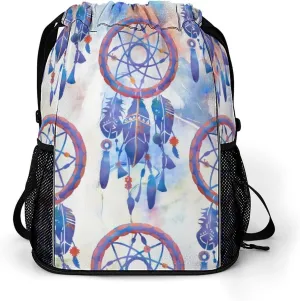 Blue Watercolor Dreamcatcher Modern Boho Sports Bundle Pocket Wet Dry Separation Backpack