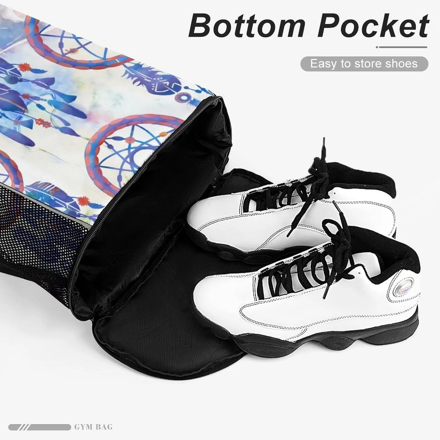 Blue Watercolor Dreamcatcher Modern Boho Sports Bundle Pocket Wet Dry Separation Backpack