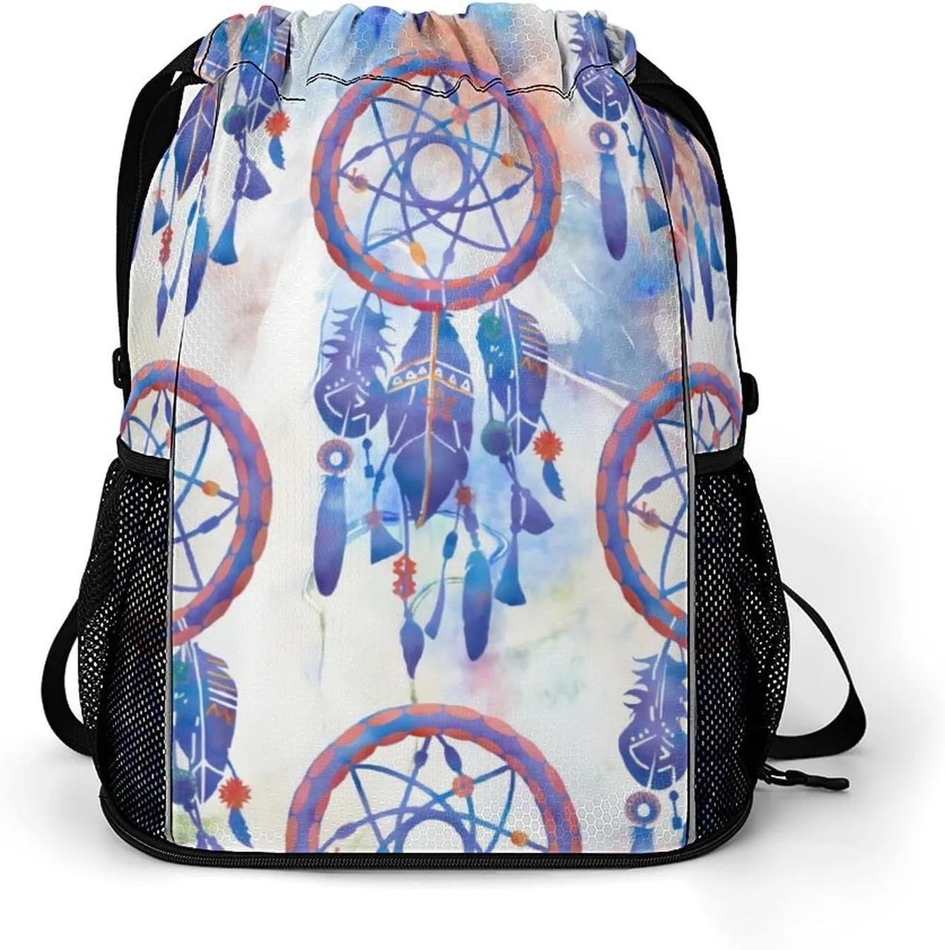 Blue Watercolor Dreamcatcher Modern Boho Sports Bundle Pocket Wet Dry Separation Backpack