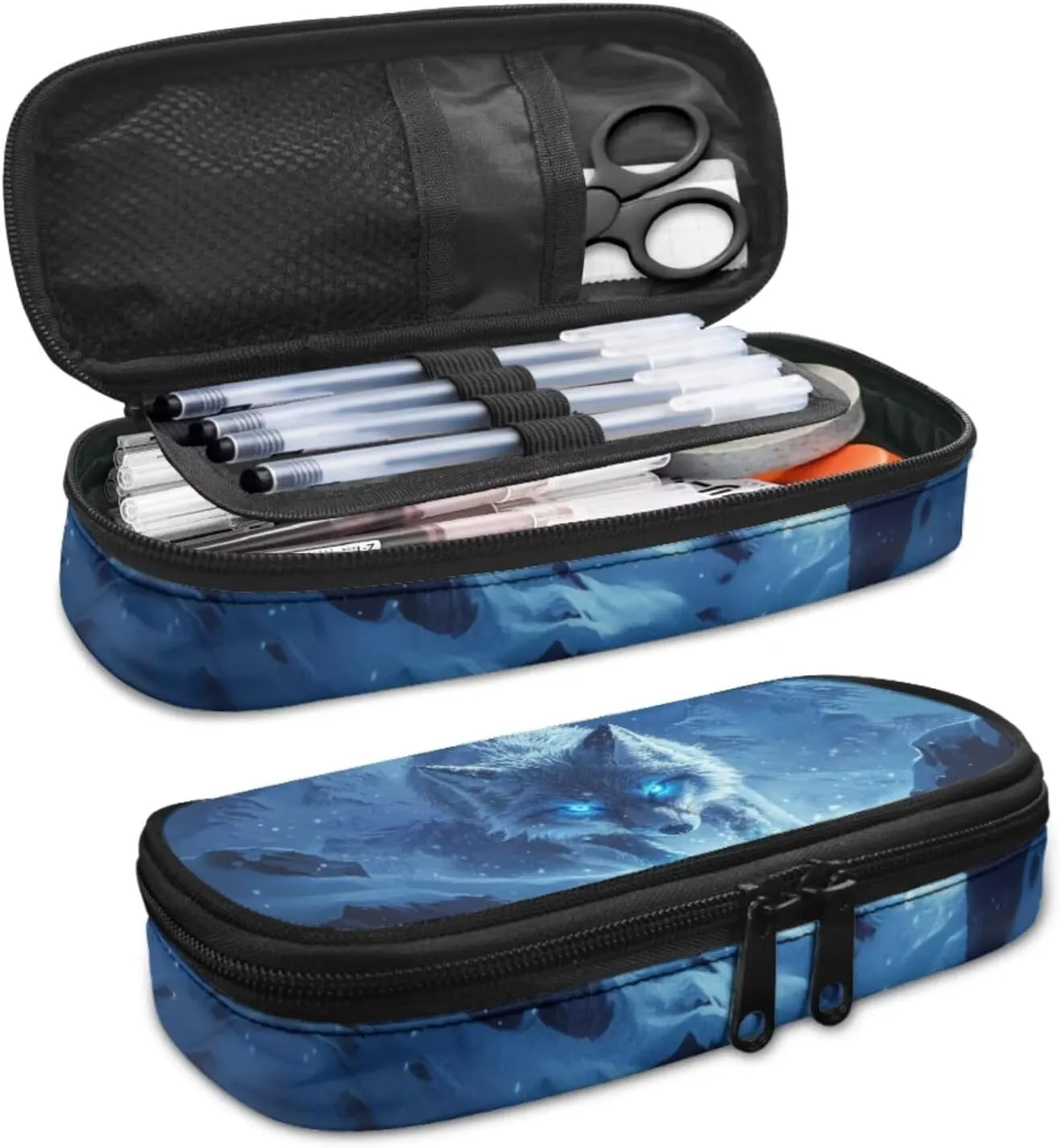 Blue Wolf Preschool Backpack and Lunch Box Set Girls 17 Inch Kids School Backpack Boys 7-8 Lightweight 4 In 1 Set Laptop Pencil Case Organizer Personalized Bookmark