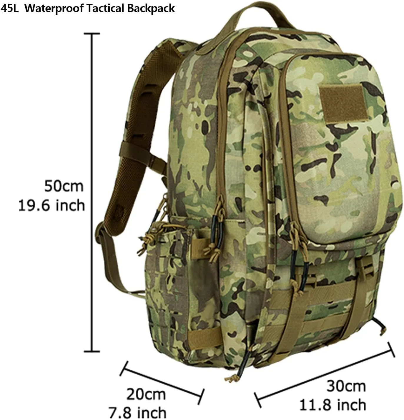 BOMTURN 50L Tactical Backpack Military Men: Molle Large Tactical Backpack Army 3 Day Bug Out Bag Rucksack with Bottle Holders