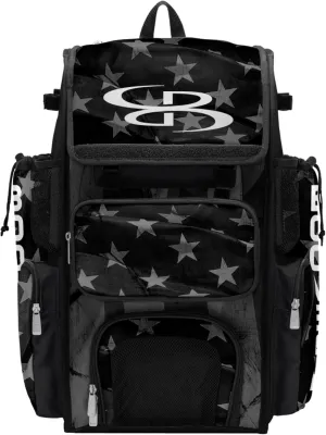 Boombah Superpack Bat Bag - Backpack Version (no wheels) - Holds 4 Bats - USA Delta Charcoal/Black/White
