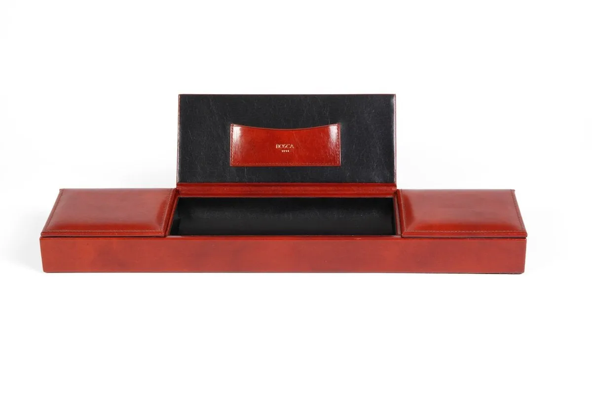 Bosca 3 Compartment Desk Organizer Old Leather