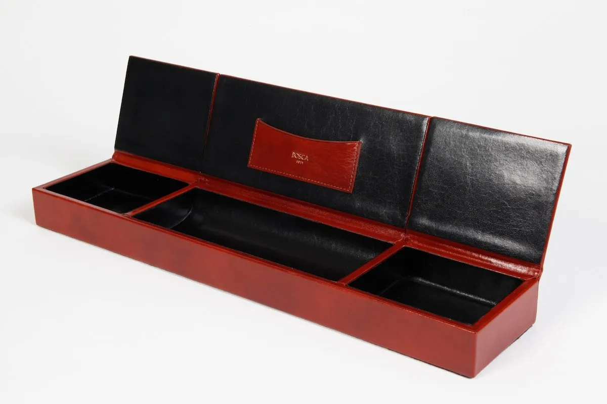 Bosca 3 Compartment Desk Organizer Old Leather