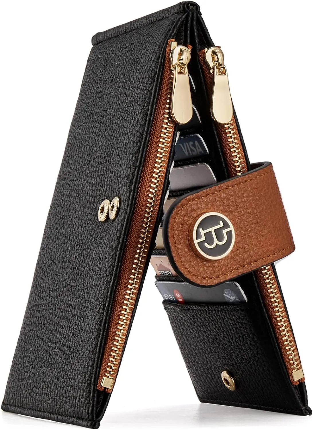 BOSTANTEN Leather Wallets for Women RFID Blocking Slim Bofild Purse Card Holder with Zipper Pocket
