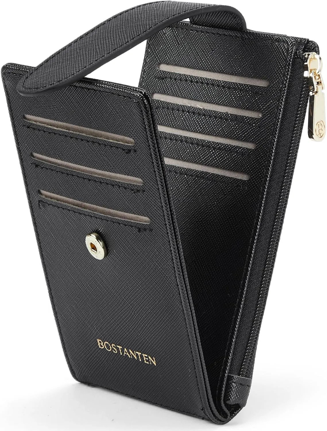 BOSTANTEN Leather Wallets for Women RFID Blocking Slim Bofild Purse Card Holder with Zipper Pocket