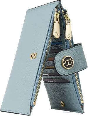 BOSTANTEN Leather Wallets for Women RFID Blocking Slim Bofild Purse Card Holder with Zipper Pocket