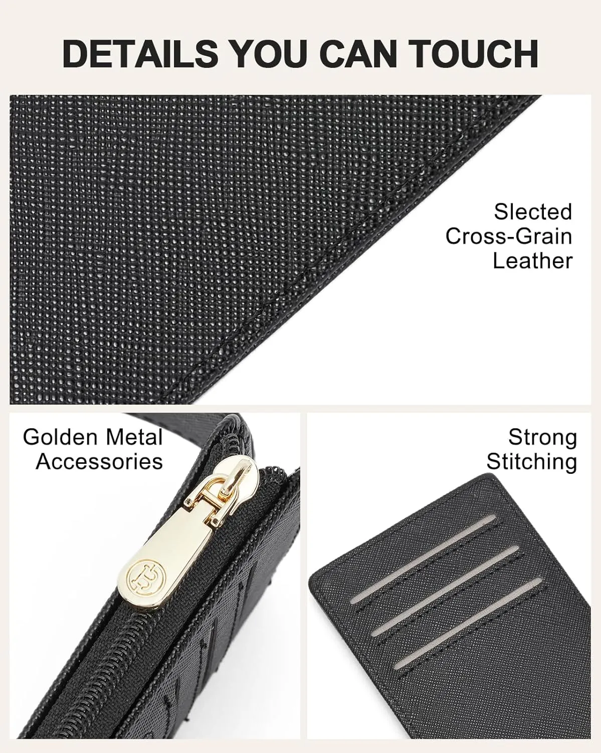 BOSTANTEN Leather Wallets for Women RFID Blocking Slim Bofild Purse Card Holder with Zipper Pocket