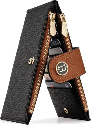 BOSTANTEN Leather Wallets for Women RFID Blocking Slim Bofild Purse Card Holder with Zipper Pocket