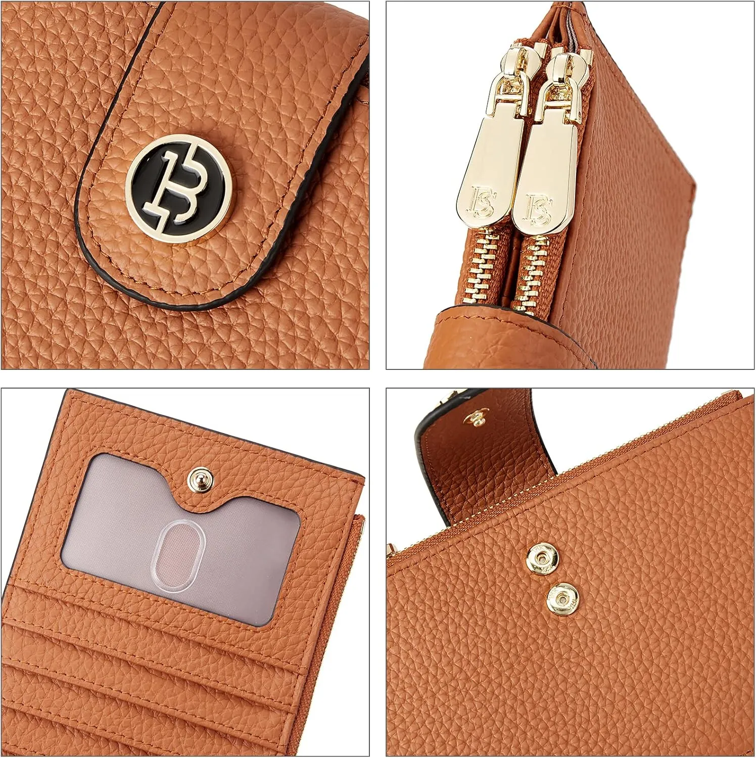 BOSTANTEN Leather Wallets for Women RFID Blocking Slim Bofild Purse Card Holder with Zipper Pocket