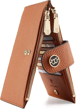 BOSTANTEN Leather Wallets for Women RFID Blocking Slim Bofild Purse Card Holder with Zipper Pocket
