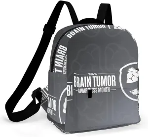Brain Tumor Awareness Month Grey Ribbon Backpacks Laptop Mini Backpacks for Women Travel Shoulder Bag Bookbag Rucksack Daypack 10 Inch