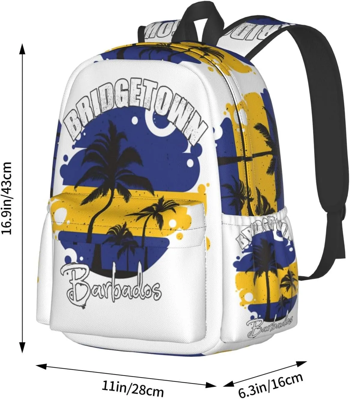 Bridgetown Barbados Flag Sunset Laptop Backpack Work Travel Backpacks Business Rucksack Casual Outdoor Daypack with Adjustable Strap Bags for Sports Office Gym Hiking