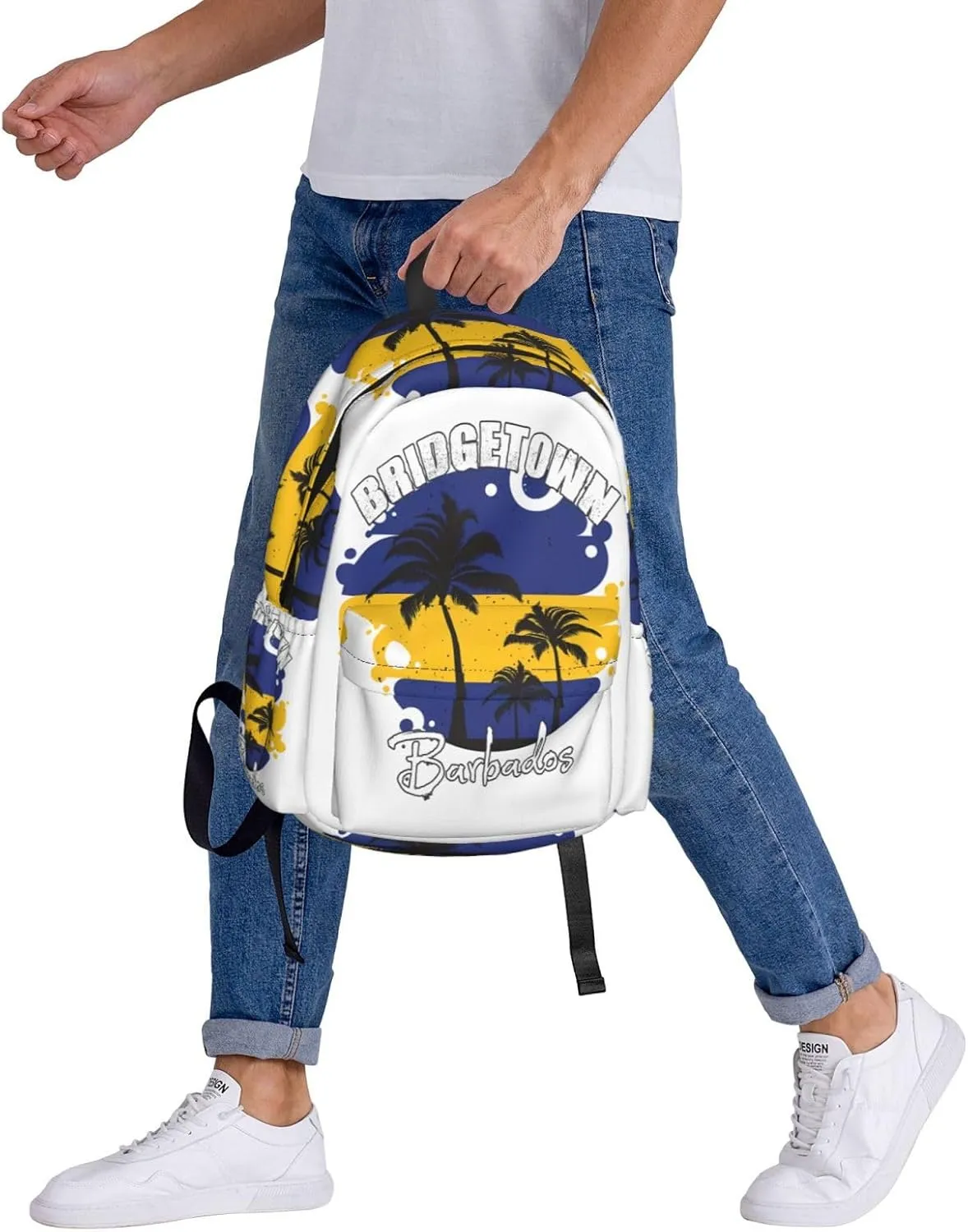 Bridgetown Barbados Flag Sunset Laptop Backpack Work Travel Backpacks Business Rucksack Casual Outdoor Daypack with Adjustable Strap Bags for Sports Office Gym Hiking