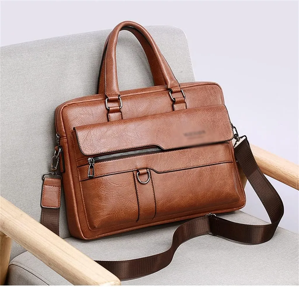 Briefcase Bag Business PU Leather Shoulder Messenger Bags Office Handbag Laptop Bag