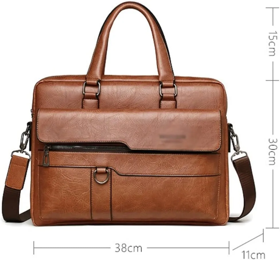 Briefcase Bag Business PU Leather Shoulder Messenger Bags Office Handbag Laptop Bag