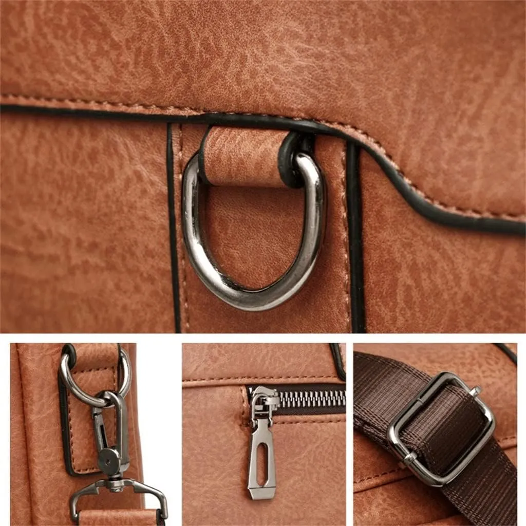 Briefcase Bag Business PU Leather Shoulder Messenger Bags Office Handbag Laptop Bag