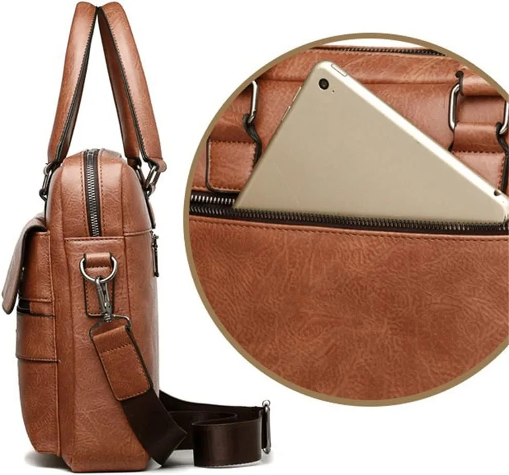 Briefcase Bag Business PU Leather Shoulder Messenger Bags Office Handbag Laptop Bag