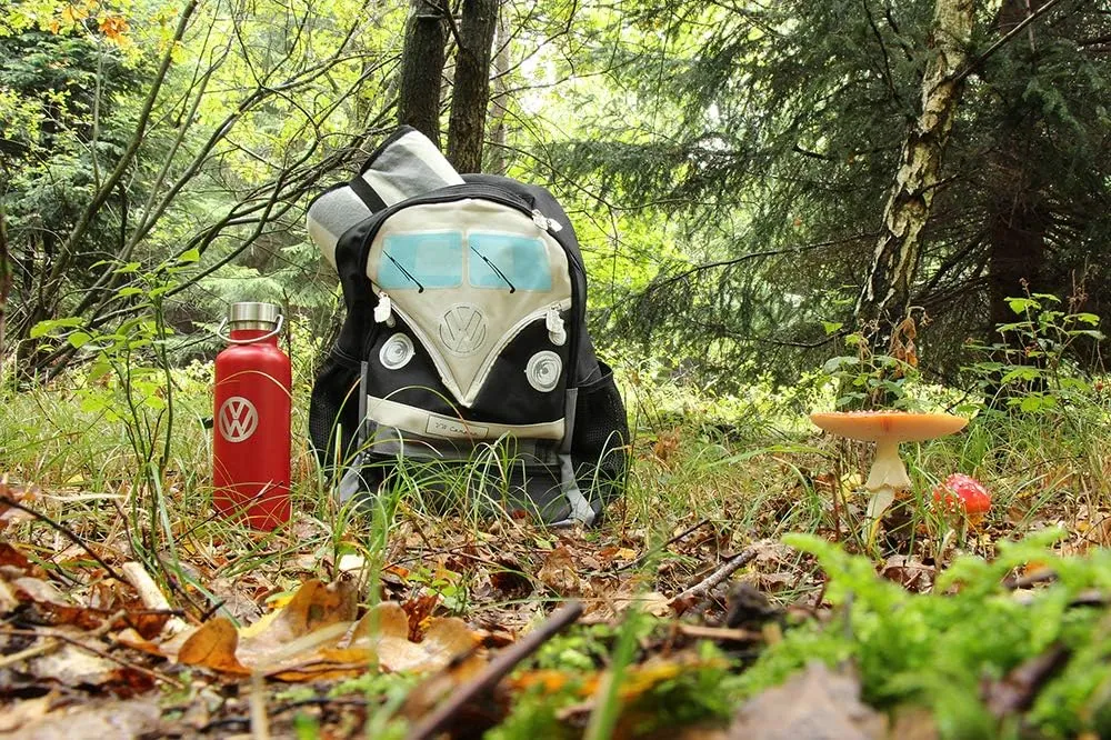 BRISA VW Collection - Volkswagen Hiking Laptop University Backpack in T1 Bus Campervan Design (30 L/7.9 gal/Large/Black)