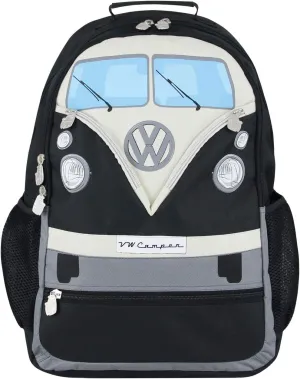 BRISA VW Collection - Volkswagen Hiking Laptop University Backpack in T1 Bus Campervan Design (30 L/7.9 gal/Large/Black)