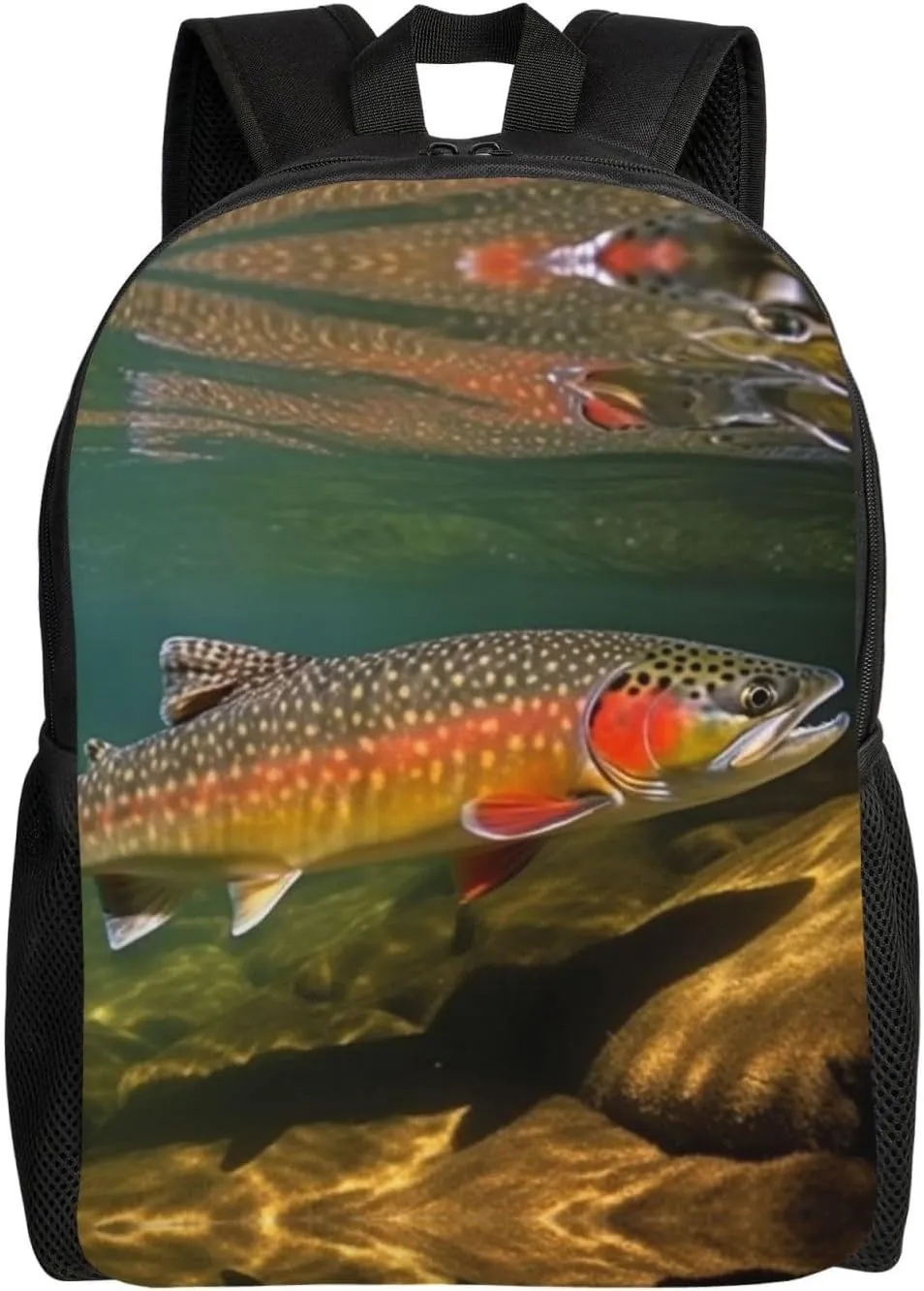 Brook Trout Fly Fishing Backpack for Women Men Laptop Backpacks 15 inch Casual Bag Lightweight Hiking Daypack