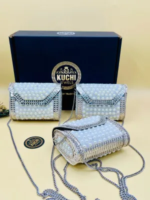 Budget Pack of 3 Bags Deal- Silver White Pearl Medium Bag