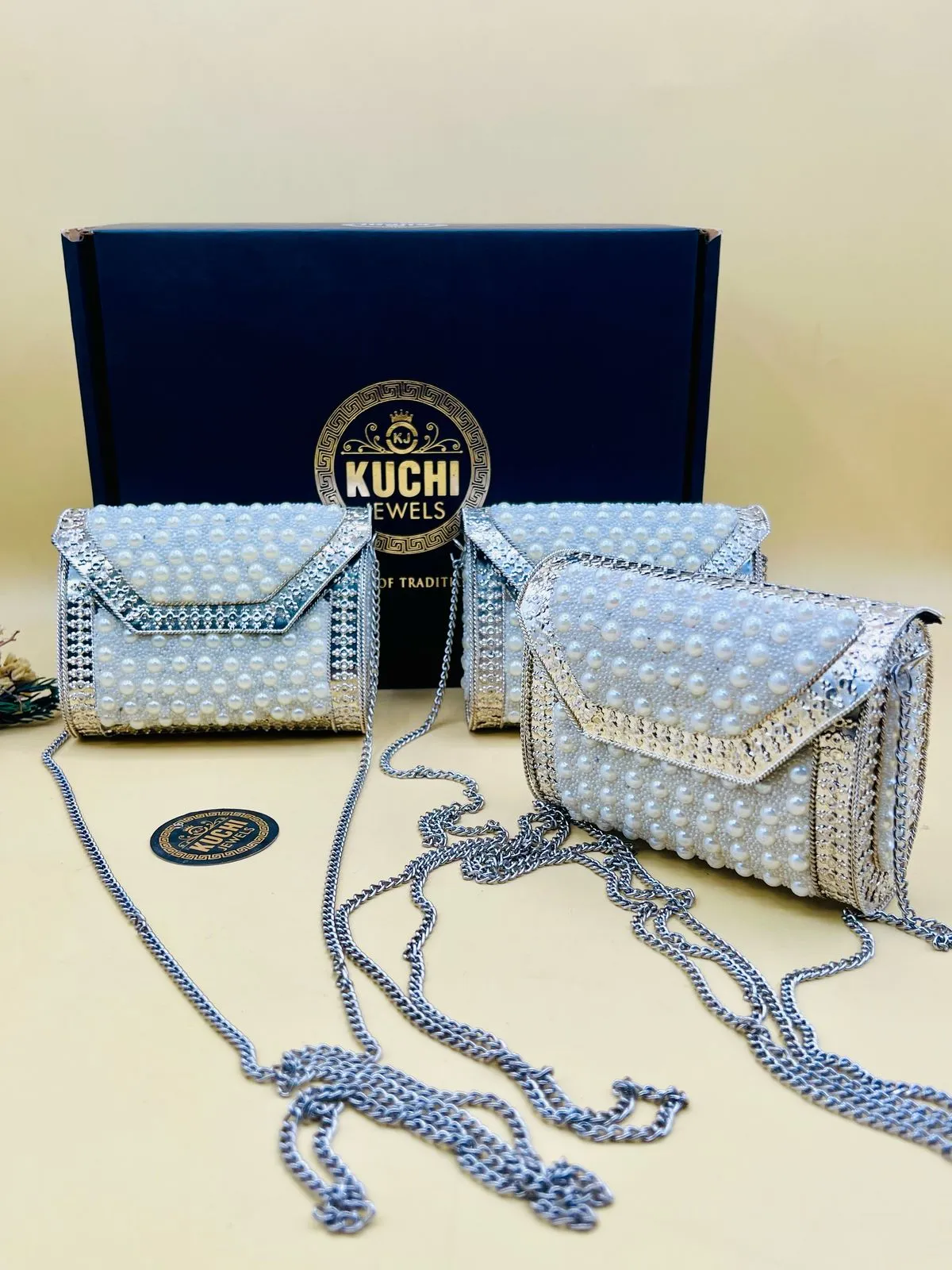 Budget Pack of 3 Bags Deal- Silver White Pearl Medium Bag