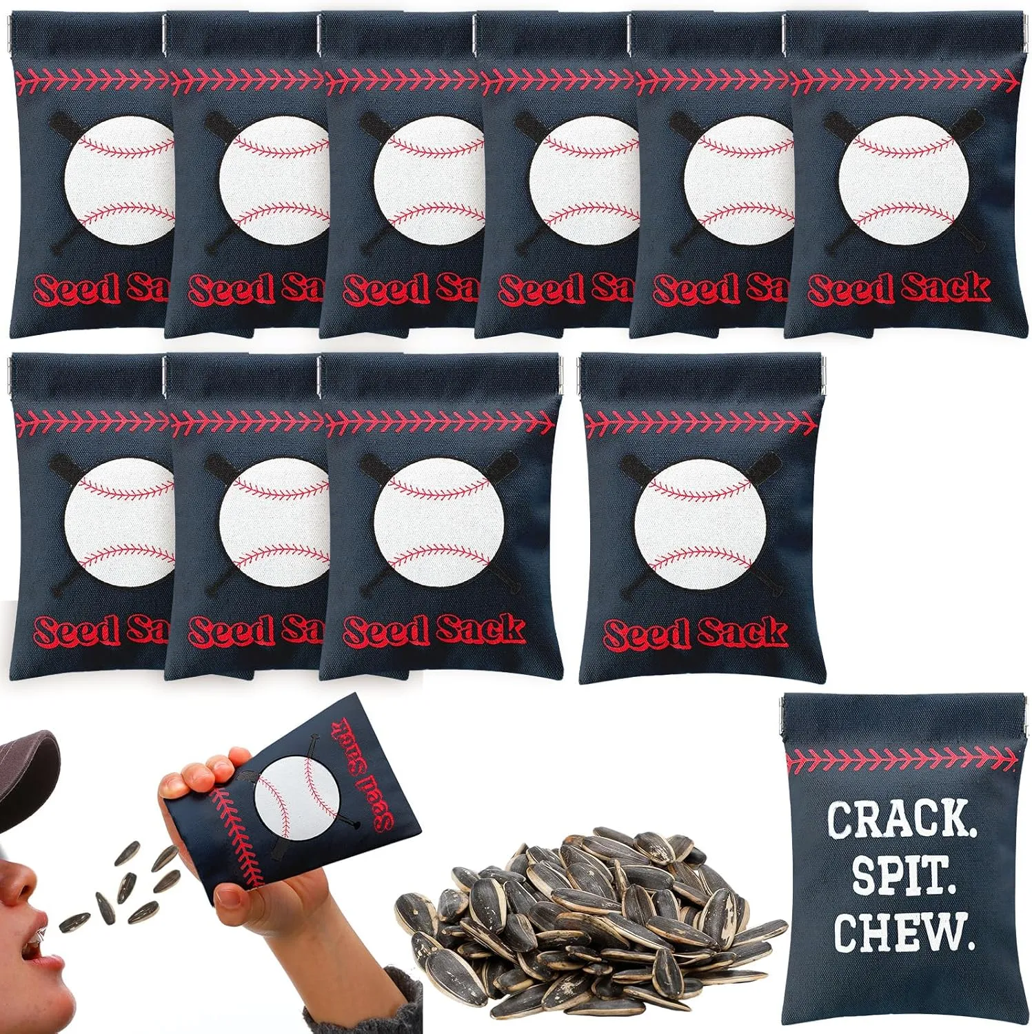 Bulyoou 12 Pcs Baseball Seed Sack Bags for Team Baseball Gift Seed Sack Personalize Baseball Gift Seed Pouch Coin Purse Original Gift Bags for Baseball Field Team Party Favors (Dark Blue)