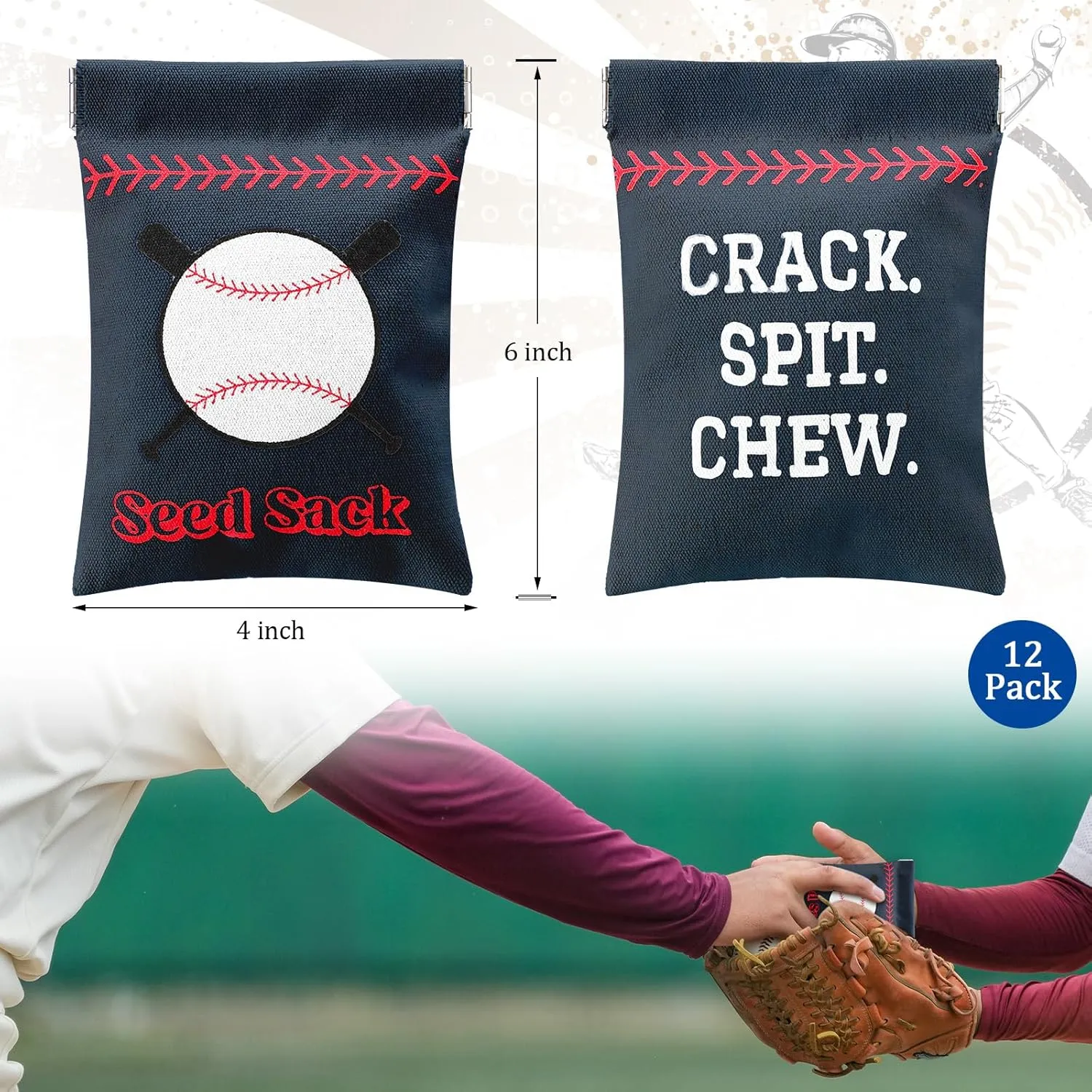 Bulyoou 12 Pcs Baseball Seed Sack Bags for Team Baseball Gift Seed Sack Personalize Baseball Gift Seed Pouch Coin Purse Original Gift Bags for Baseball Field Team Party Favors (Dark Blue)