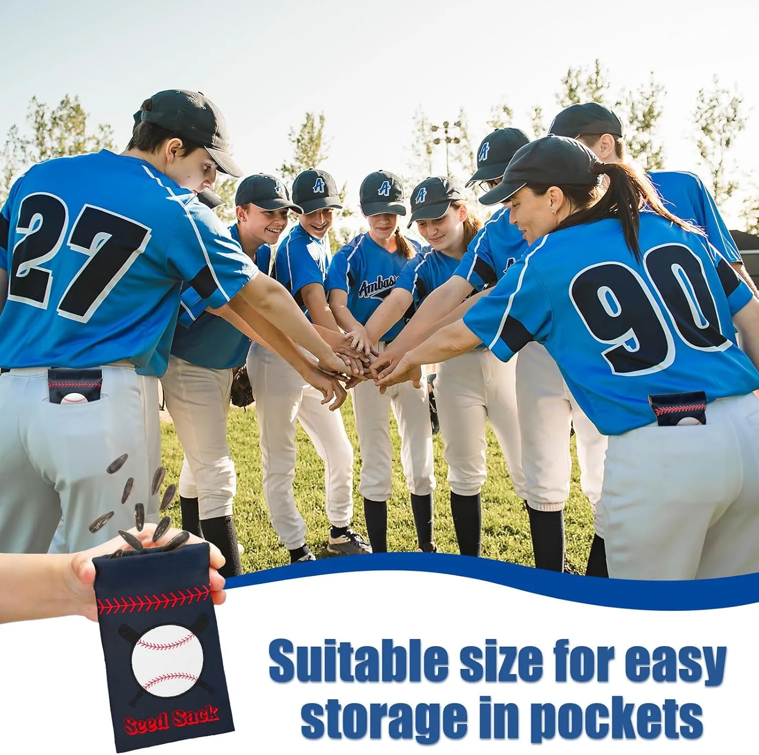 Bulyoou 12 Pcs Baseball Seed Sack Bags for Team Baseball Gift Seed Sack Personalize Baseball Gift Seed Pouch Coin Purse Original Gift Bags for Baseball Field Team Party Favors (Dark Blue)