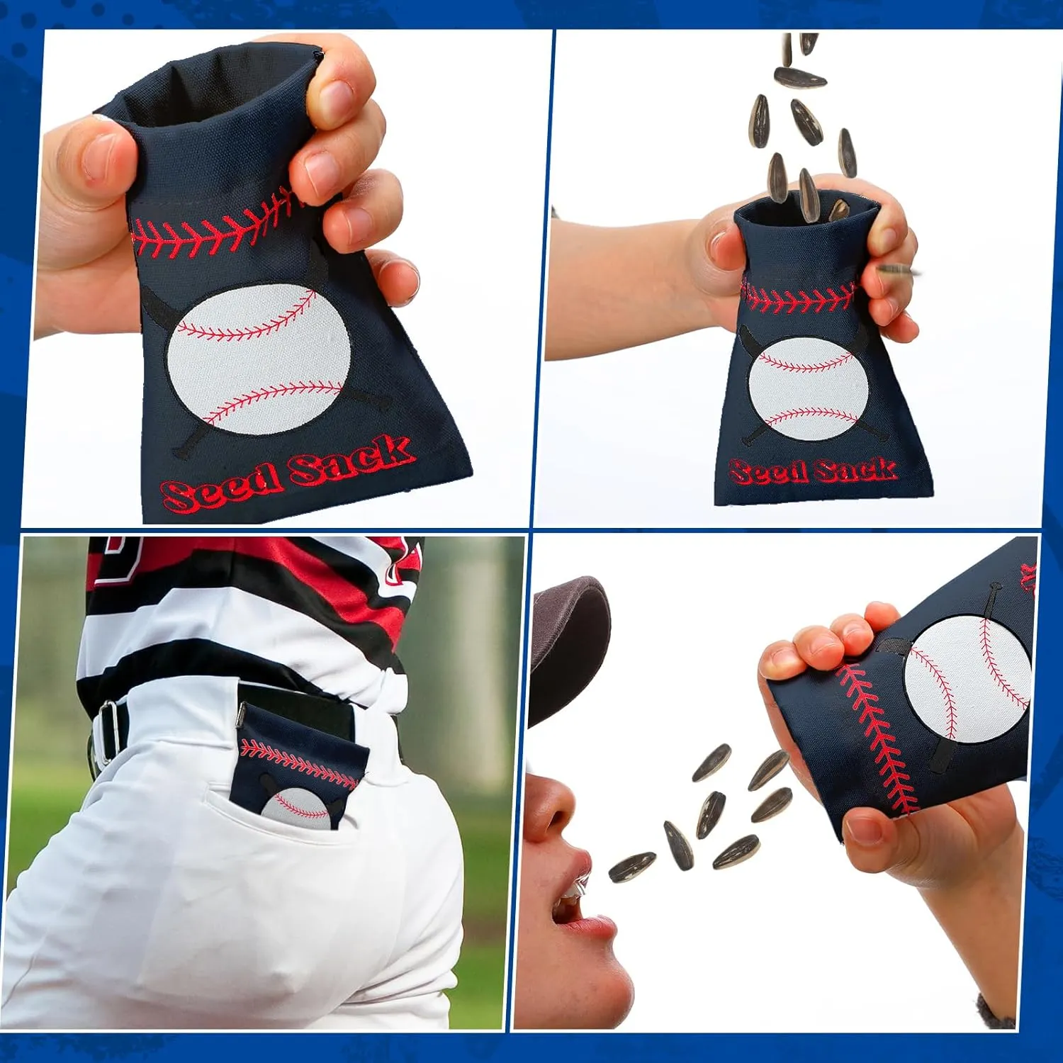 Bulyoou 12 Pcs Baseball Seed Sack Bags for Team Baseball Gift Seed Sack Personalize Baseball Gift Seed Pouch Coin Purse Original Gift Bags for Baseball Field Team Party Favors (Dark Blue)