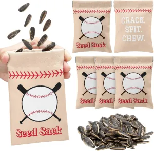 Bulyoou 6 Pcs Baseball Seed Sack Bags for Team Senior Night Baseball Gift Personalize Seed Pouch Coin Purse Original Gift Bags for Team Party Favors (Linen Color)