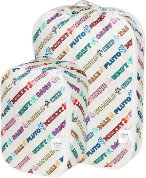 Bumkins Disney Packing Cubes for Travel, Organize Luggage with Compression Bags, Essential Traveling Accessories, Carry On Suitcase for Clothes or Toiletries, Set of 2 Sizes, Mickey and Friends White