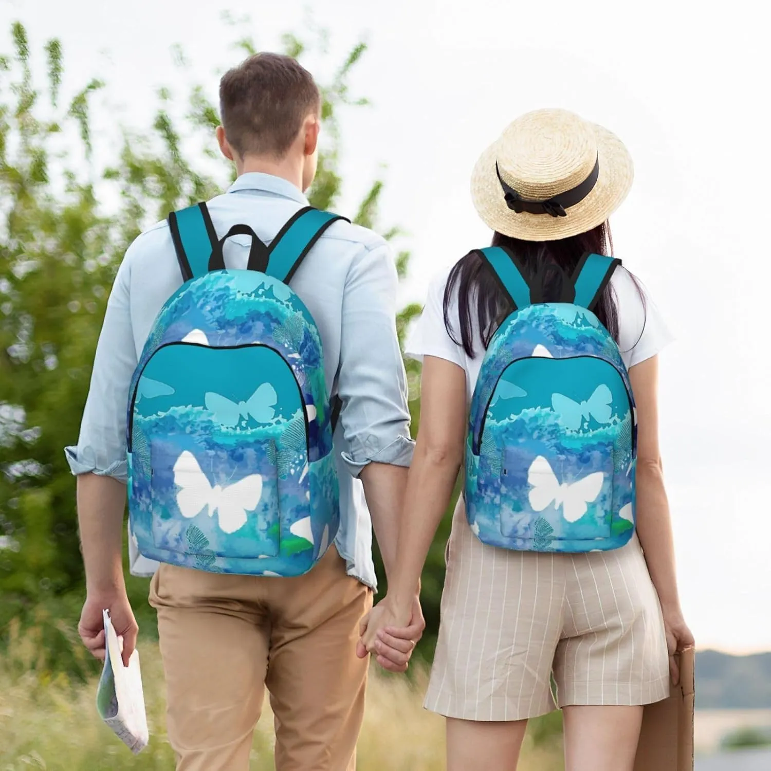 Butterflies Canvas Casual Lightweight Duffel Bag, Fashion Duffel Bag, Casual Daypack, Unisex Travel Backpack