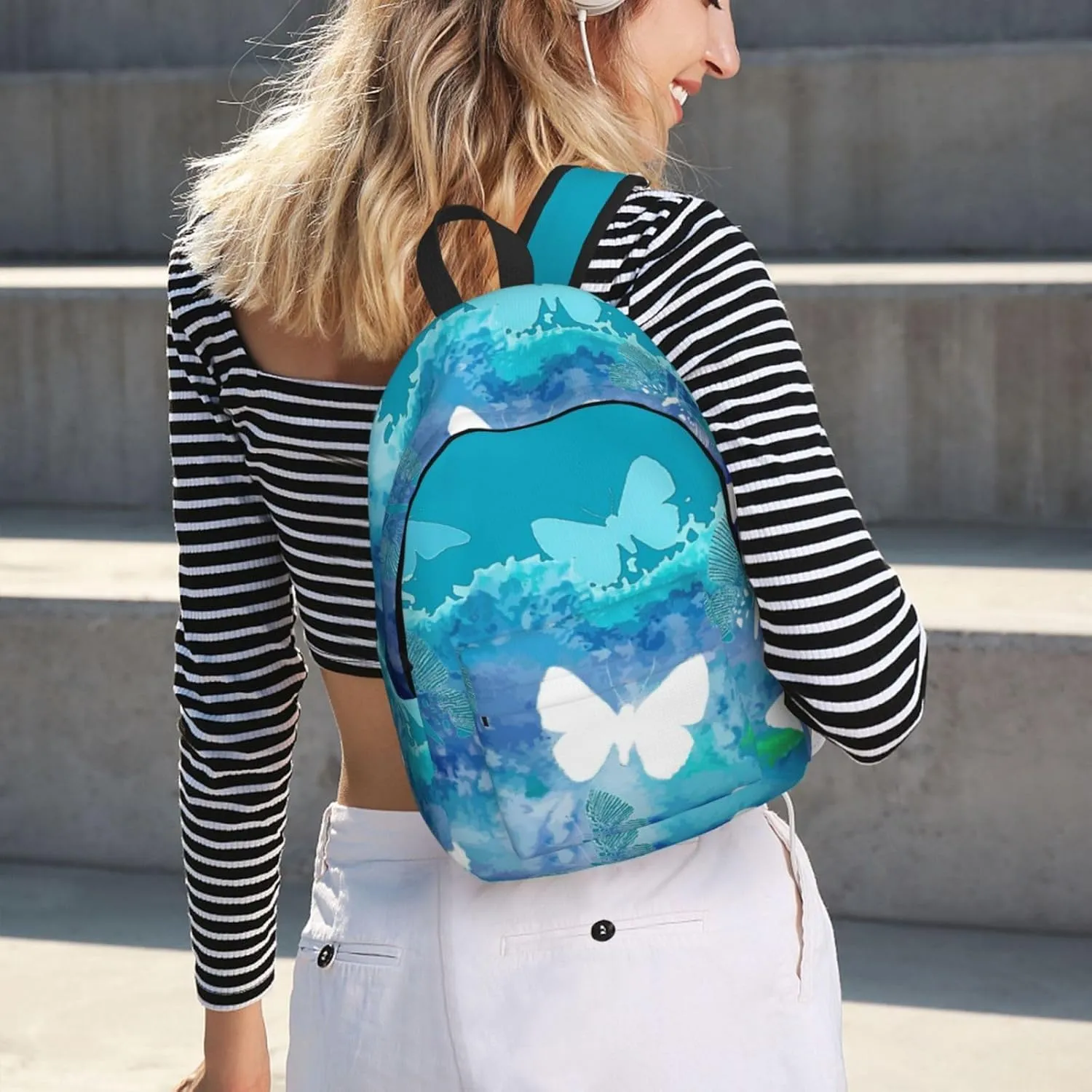 Butterflies Canvas Casual Lightweight Duffel Bag, Fashion Duffel Bag, Casual Daypack, Unisex Travel Backpack